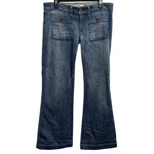 Joe's Jeans Womens Sz 31 Wide Flare Leg Low Rise Jeans Buttoned Patch Pockets